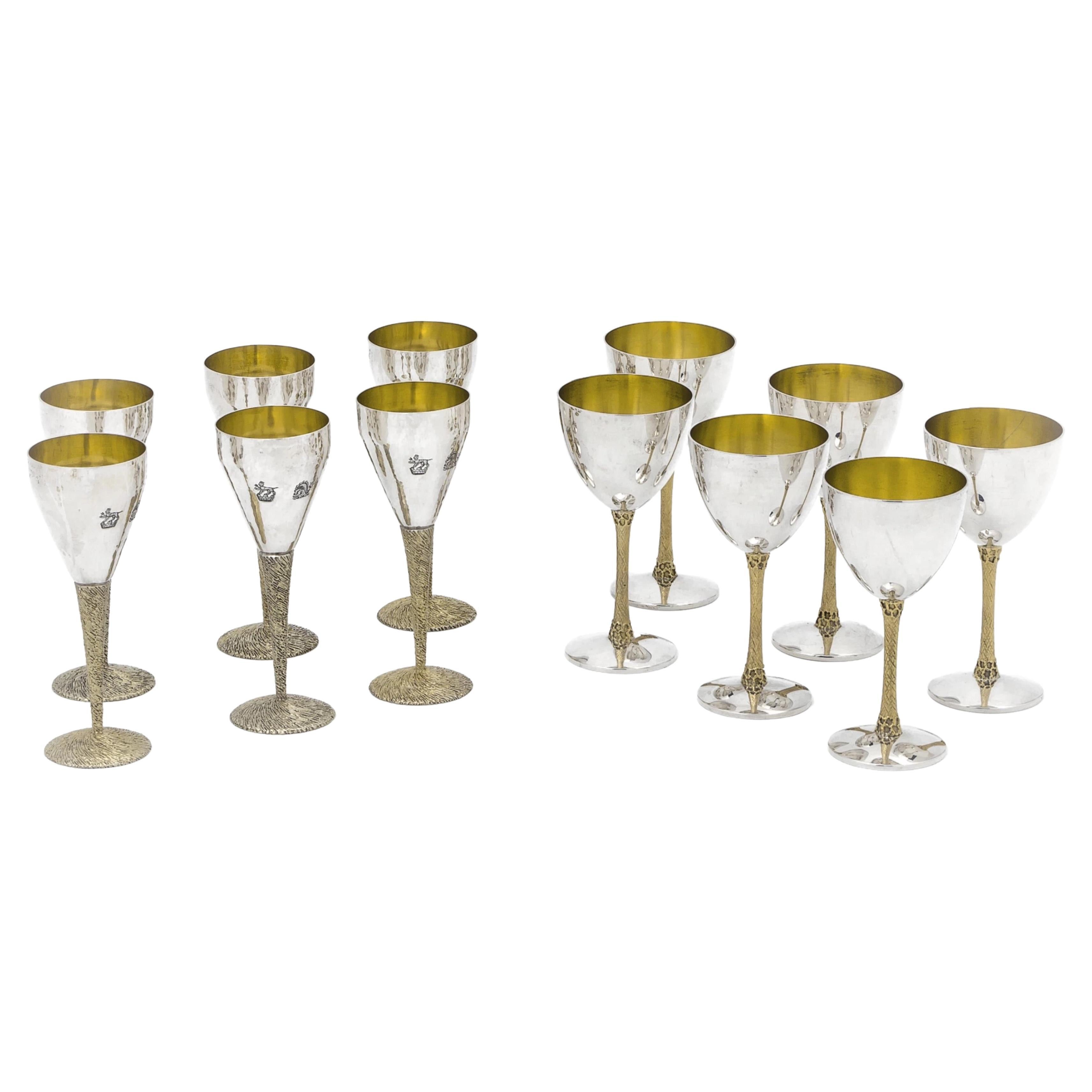 Devlin Staurt Set of Twelve English Parcel-Gilt Silver Wine Globets For Sale