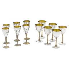 Set of Twelve English Parcel-Gilt Silver Wine Globets by Devlin Staurt
