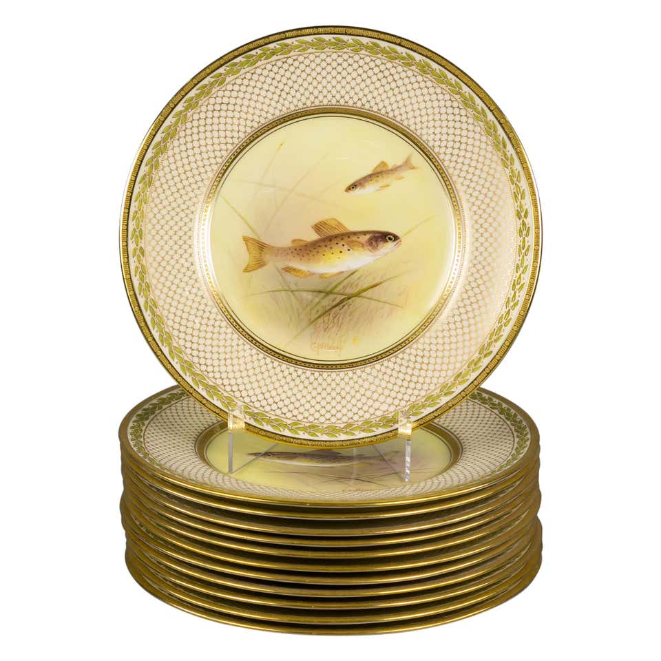 Set of Ten English Fish Plates For Sale at 1stDibs | fish plates for sale