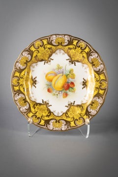 Set of Twelve English Porcelain Fruit Plates, Royal Worcester, circa 1900