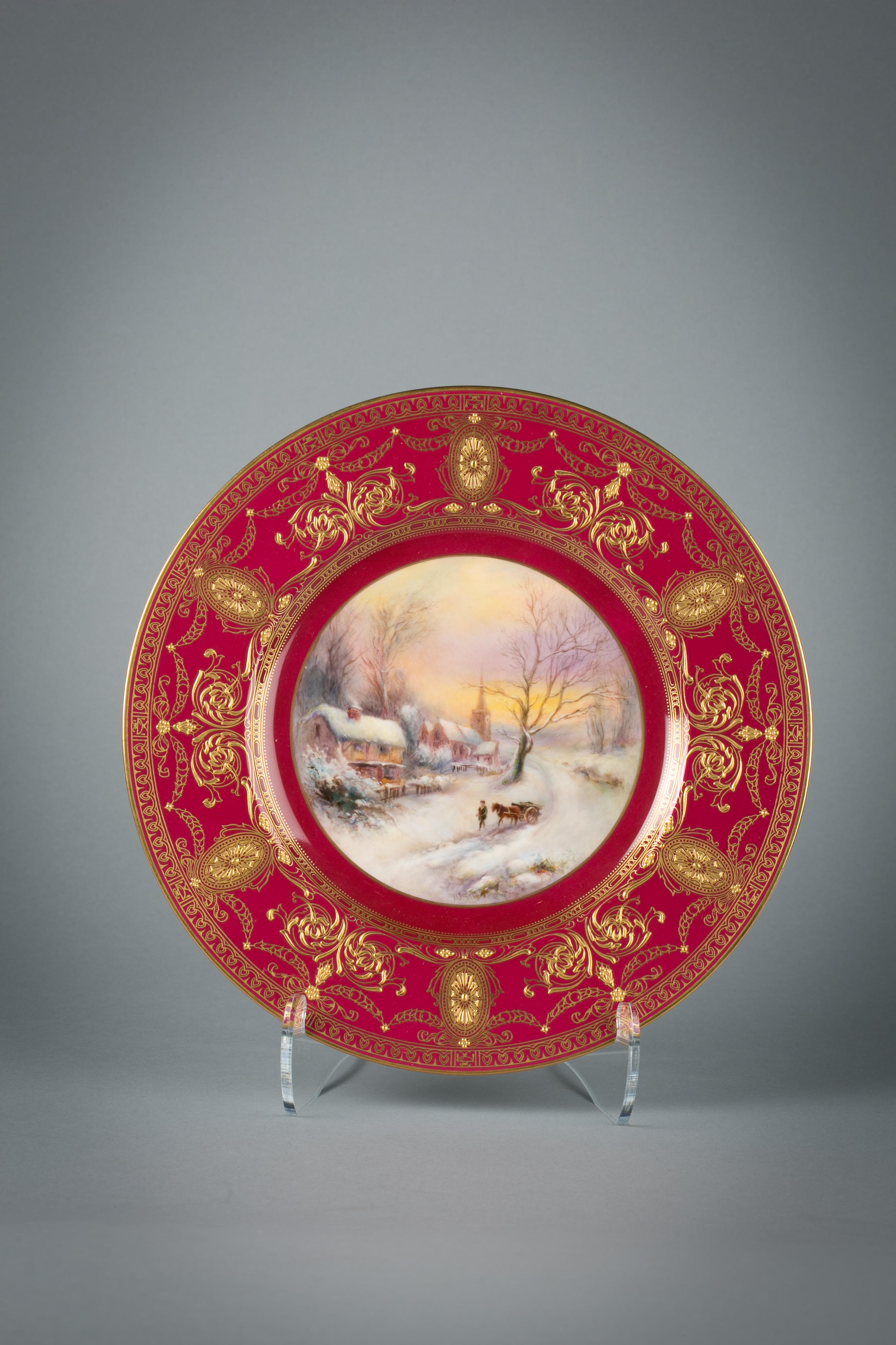 Set of Twelve English Porcelain Gilt Dinner Plates, Royal Worcester, Circa 1900 For Sale 5