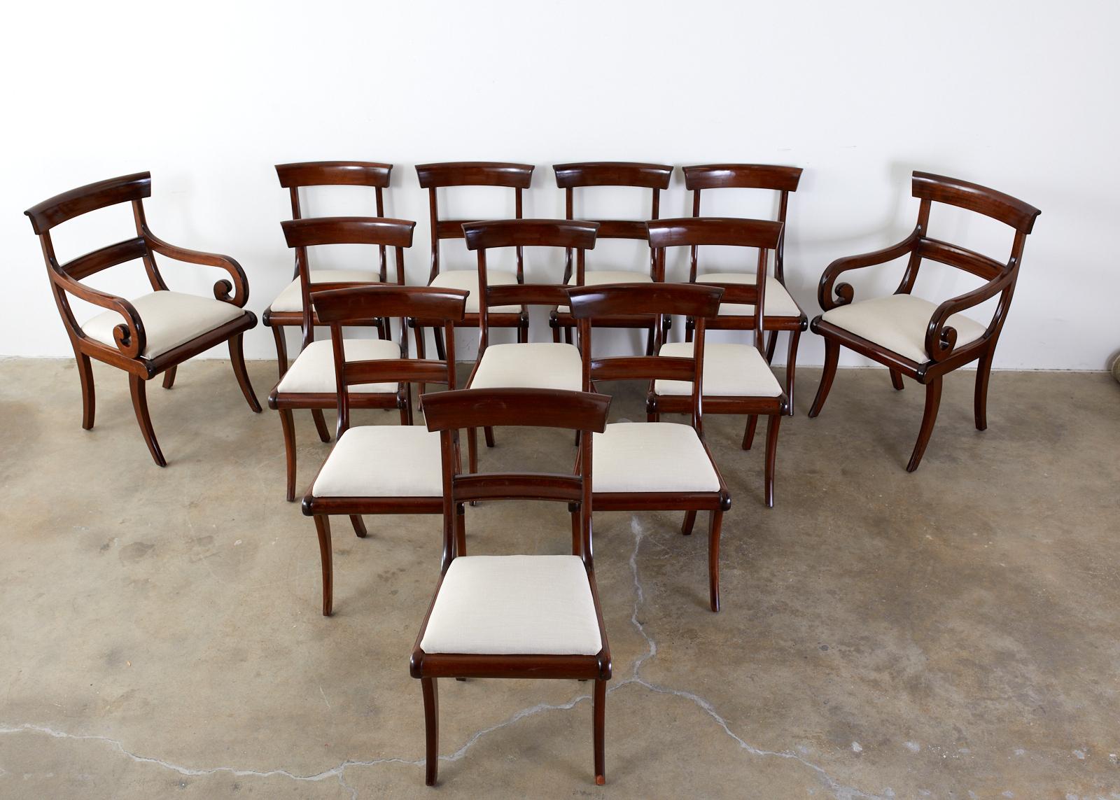 Hand-Crafted Set of Twelve English Regency Mahogany Dining Chairs