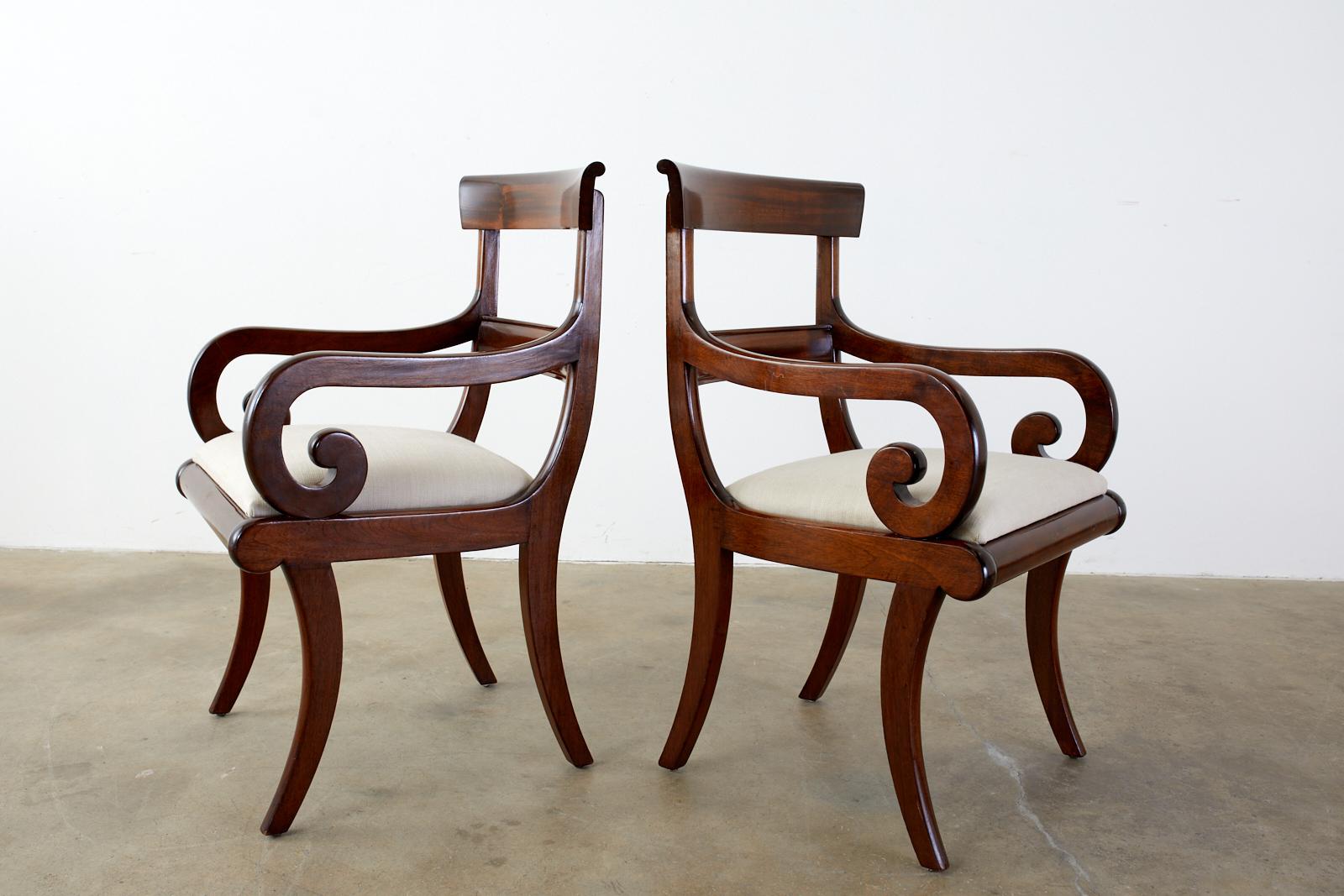 19th Century Set of Twelve English Regency Mahogany Dining Chairs