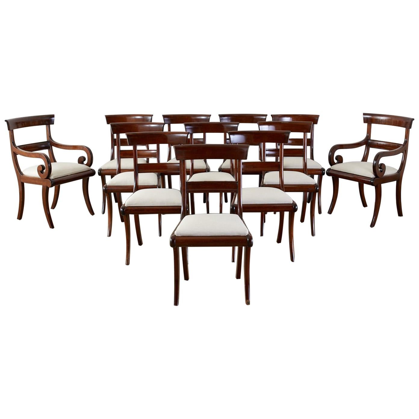 Set of Twelve English Regency Mahogany Dining Chairs