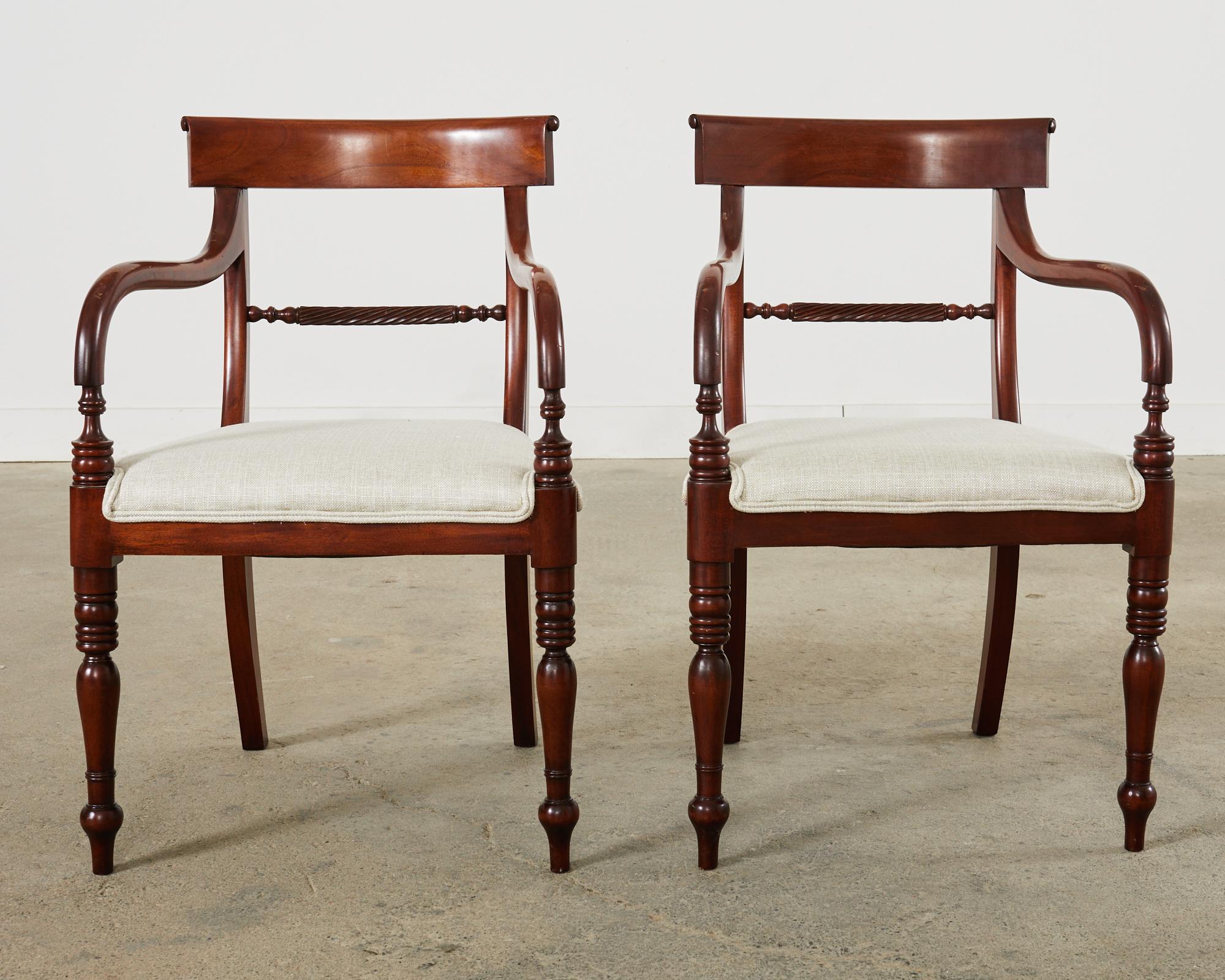 Set of Twelve English Regency Style Mahogany Dining Chairs In Good Condition In Rio Vista, CA