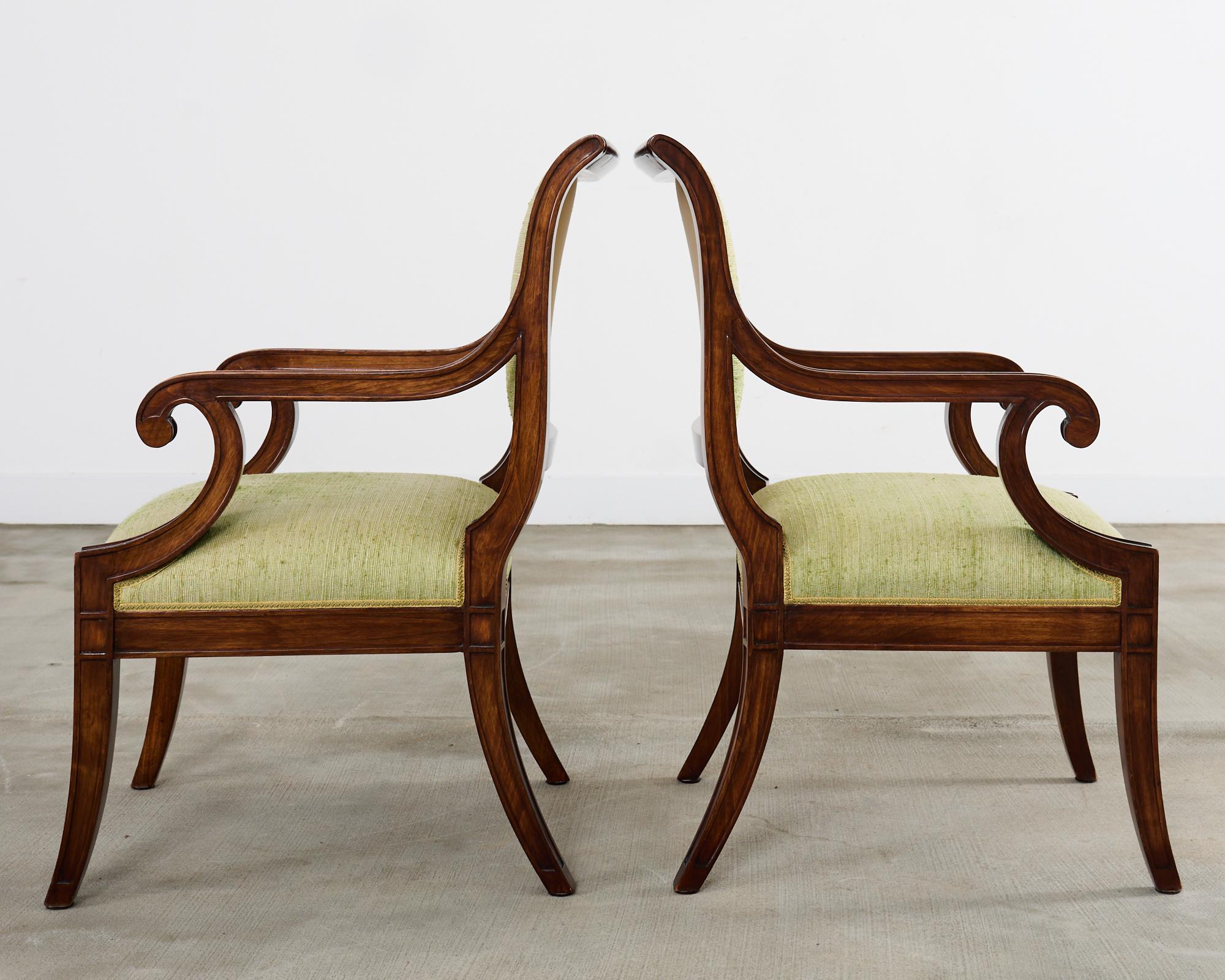 Set of Twelve English Regency Style Walnut Dining Chairs 4
