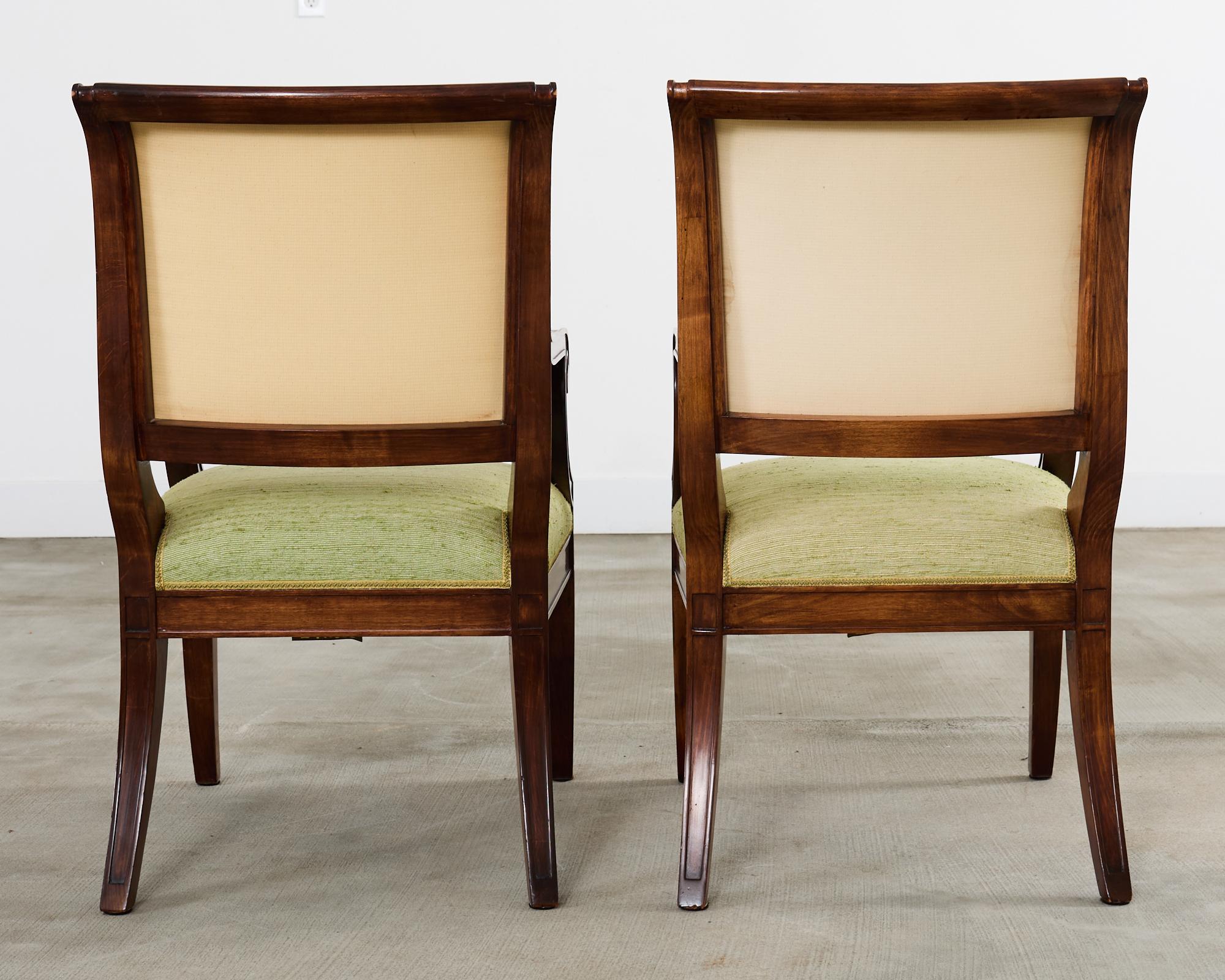 Set of Twelve English Regency Style Walnut Dining Chairs 5
