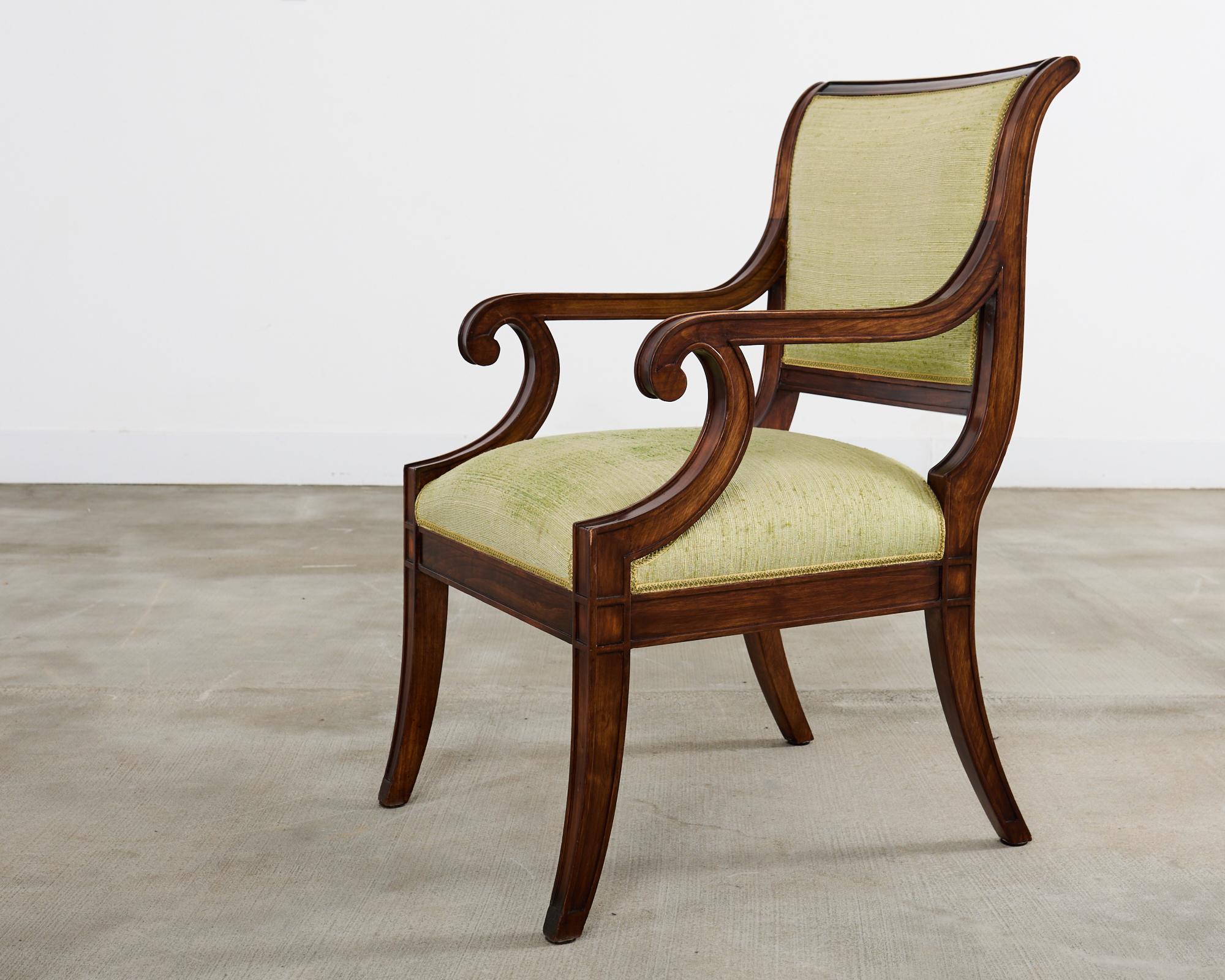 Set of Twelve English Regency Style Walnut Dining Chairs 7