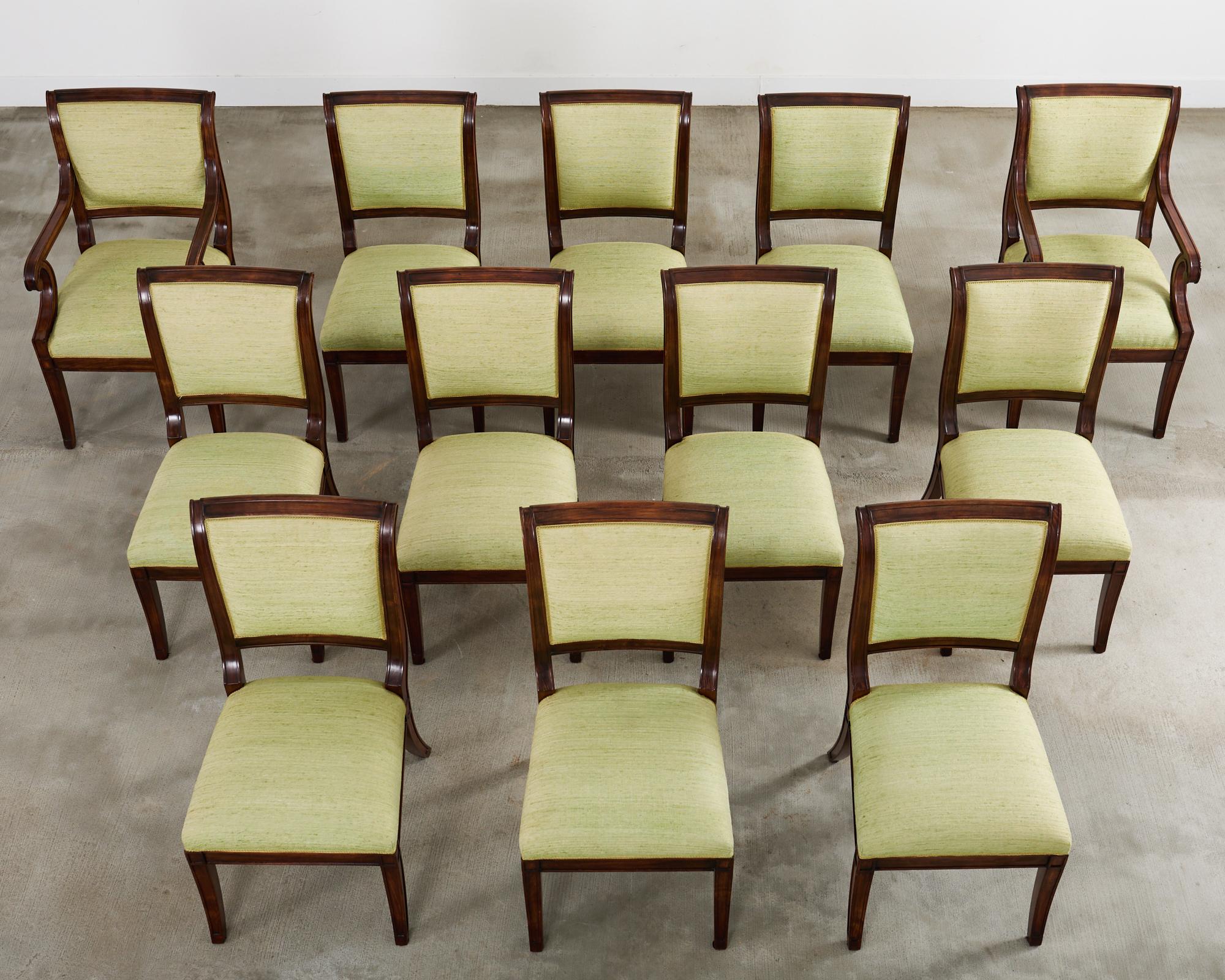 Hand-Crafted Set of Twelve English Regency Style Walnut Dining Chairs