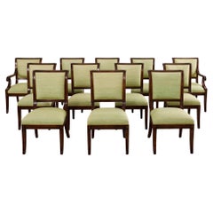 Set of Twelve English Regency Style Walnut Dining Chairs