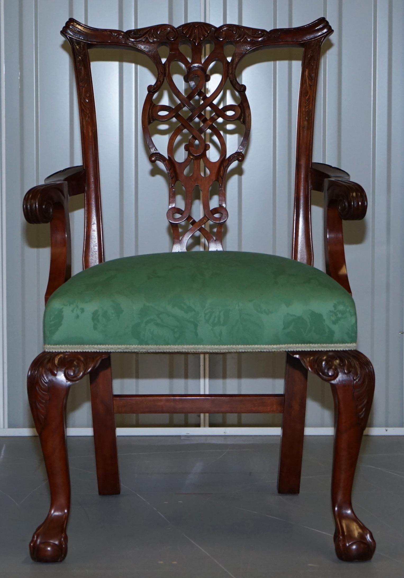 Hand-Crafted Set of Twelve English Thomas Chippendale Claw & Ball Mahogany Dining Chairs 12