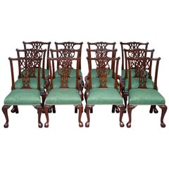 Set of Twelve English Thomas Chippendale Claw 
Ball Mahogany Dining Chairs 12
