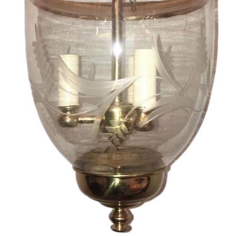 Set of Etched Glass Lanterns, Sold Individually In Good Condition For Sale In New York, NY