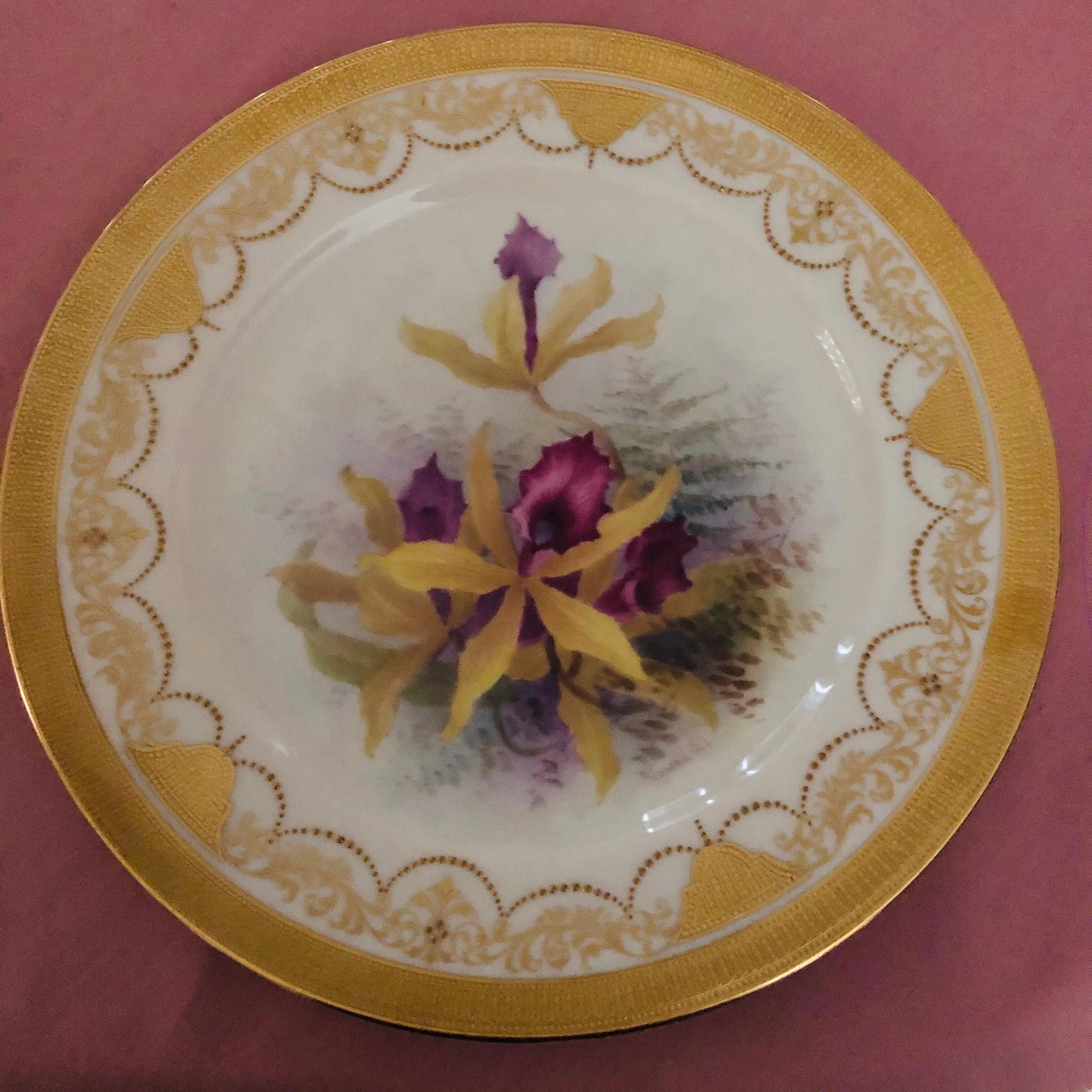 Other Set of Twelve Exceptional Lenox Orchid Dinner Plates Artist Signed W. H. Morley For Sale