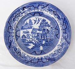 Set of Twelve Faience Plates Chinese Style, Staffordshire, 19th Century England