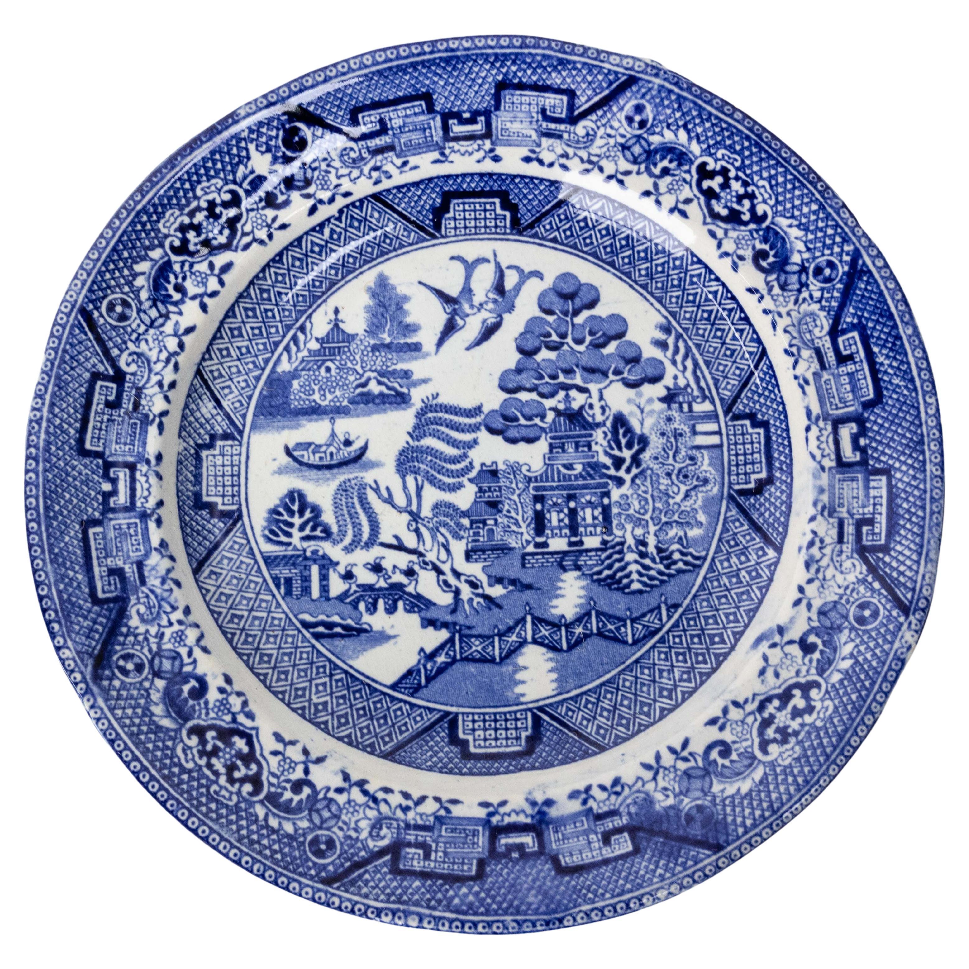 Set of Twelve Faience Plates Chinese Style, Staffordshire, 19th Century England