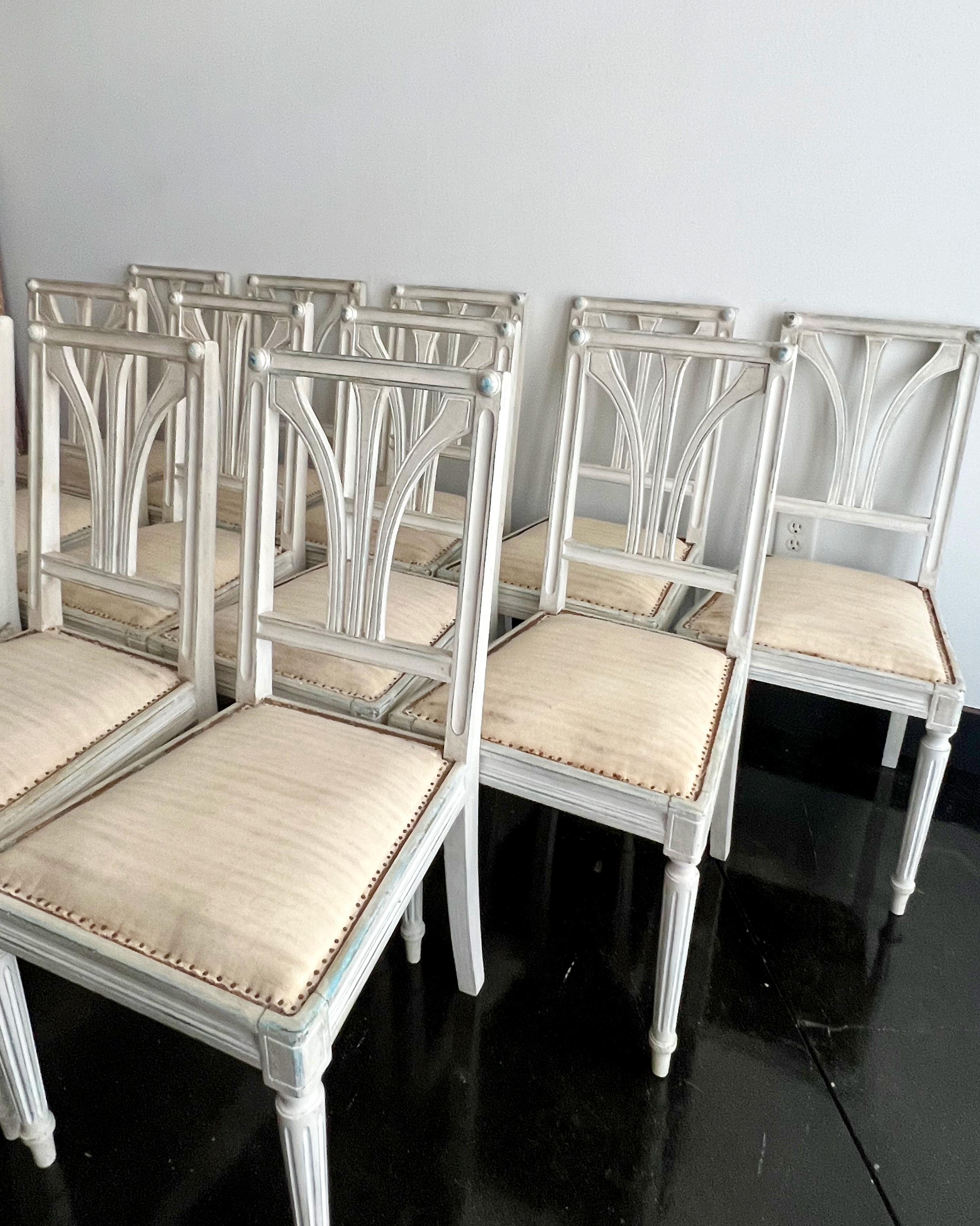 Hand-Carved Set of twelve French 19th Century Side Chairs
