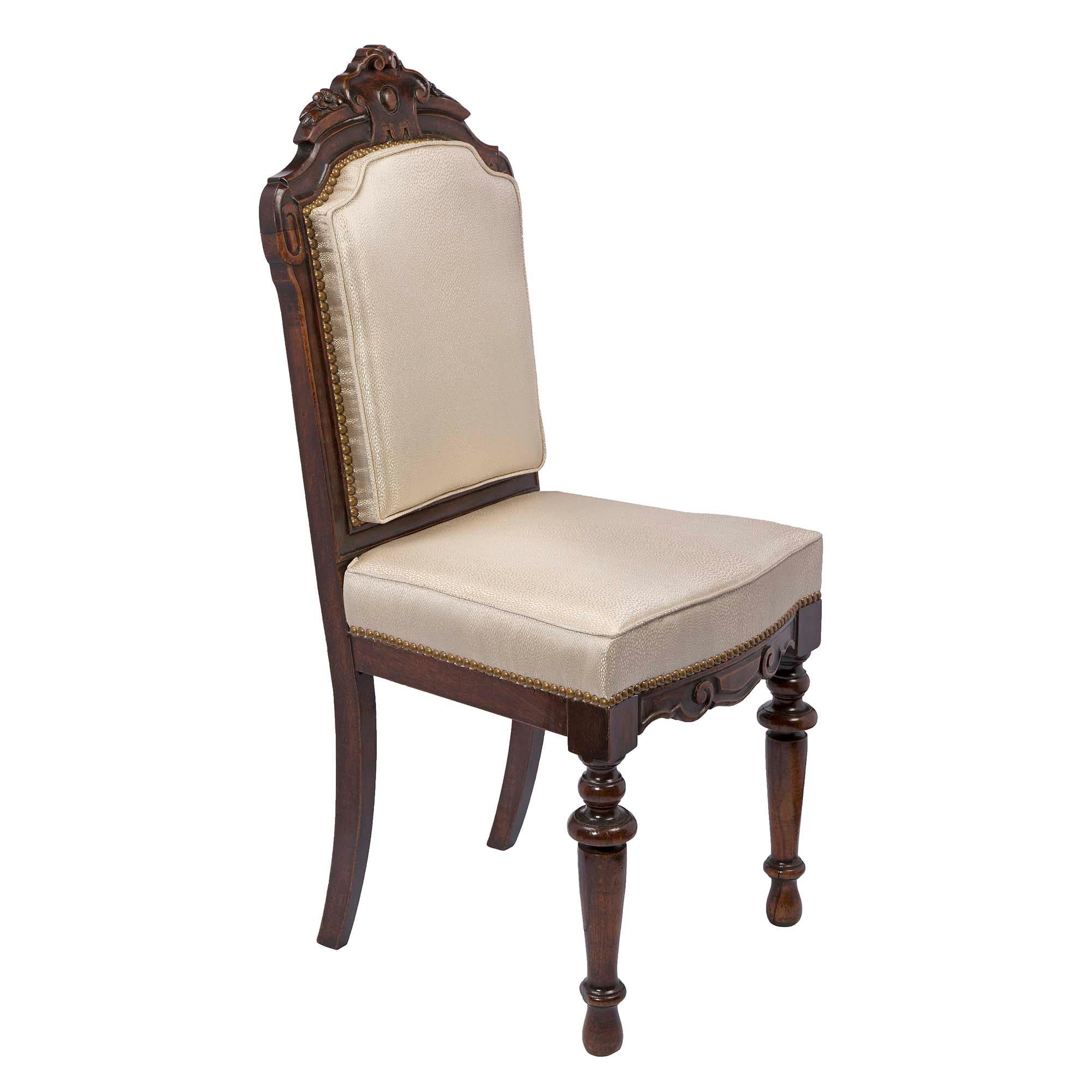 Set of Twelve French 19th Century Walnut Dining Chairs In Good Condition For Sale In West Palm Beach, FL