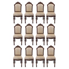 Set of Twelve French 19th Century Walnut Dining Chairs