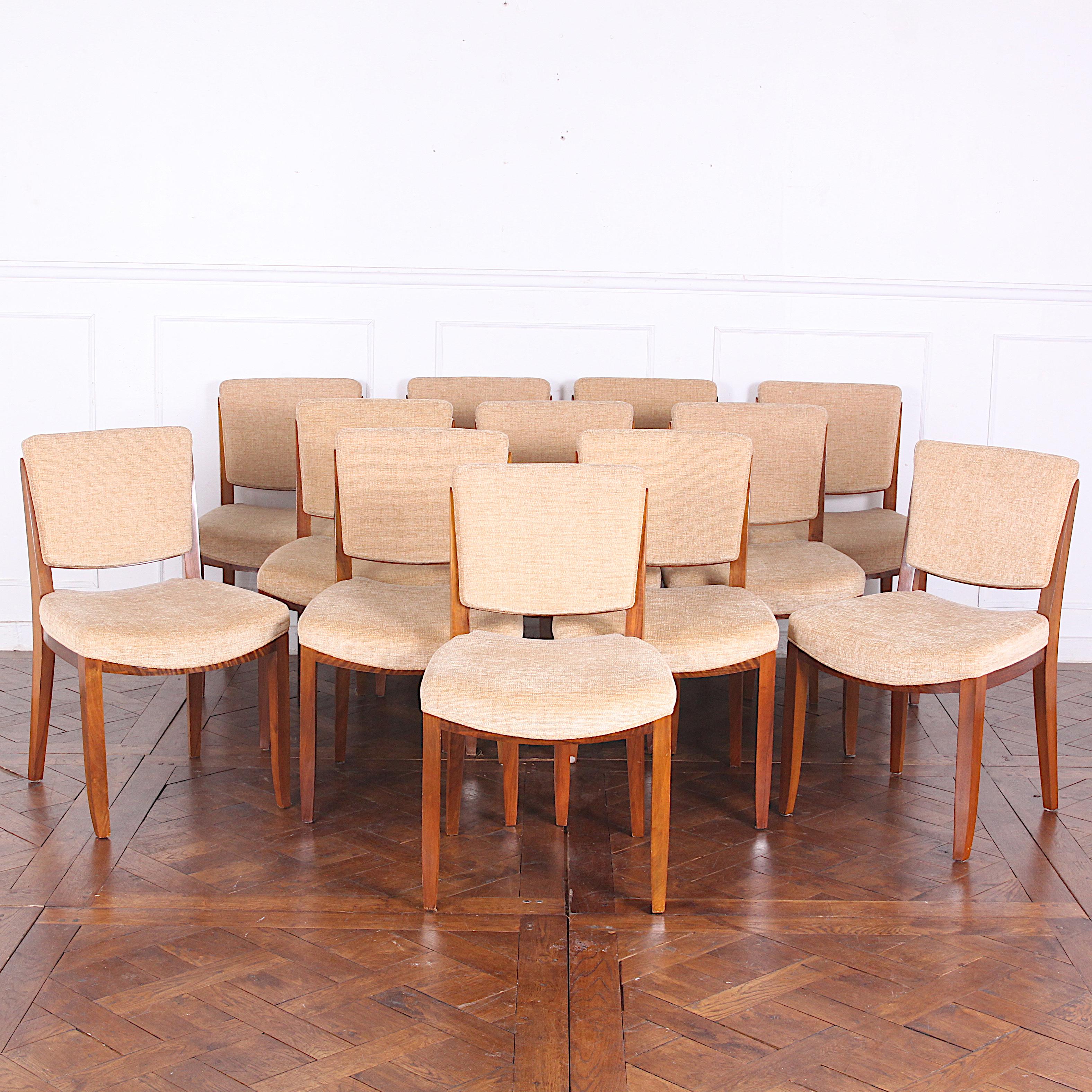 Set of Twelve French Art Deco Dining Chairs by 'Jules Leleu' In Good Condition In Vancouver, British Columbia