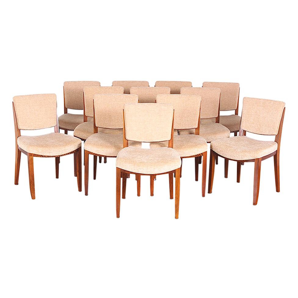 Set of Twelve French Art Deco Dining Chairs by 'Jules Leleu'