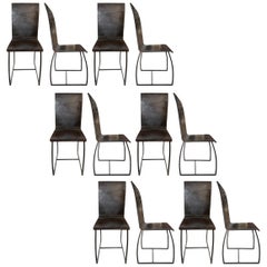 Set of Twelve French Brutalist Dining Chairs