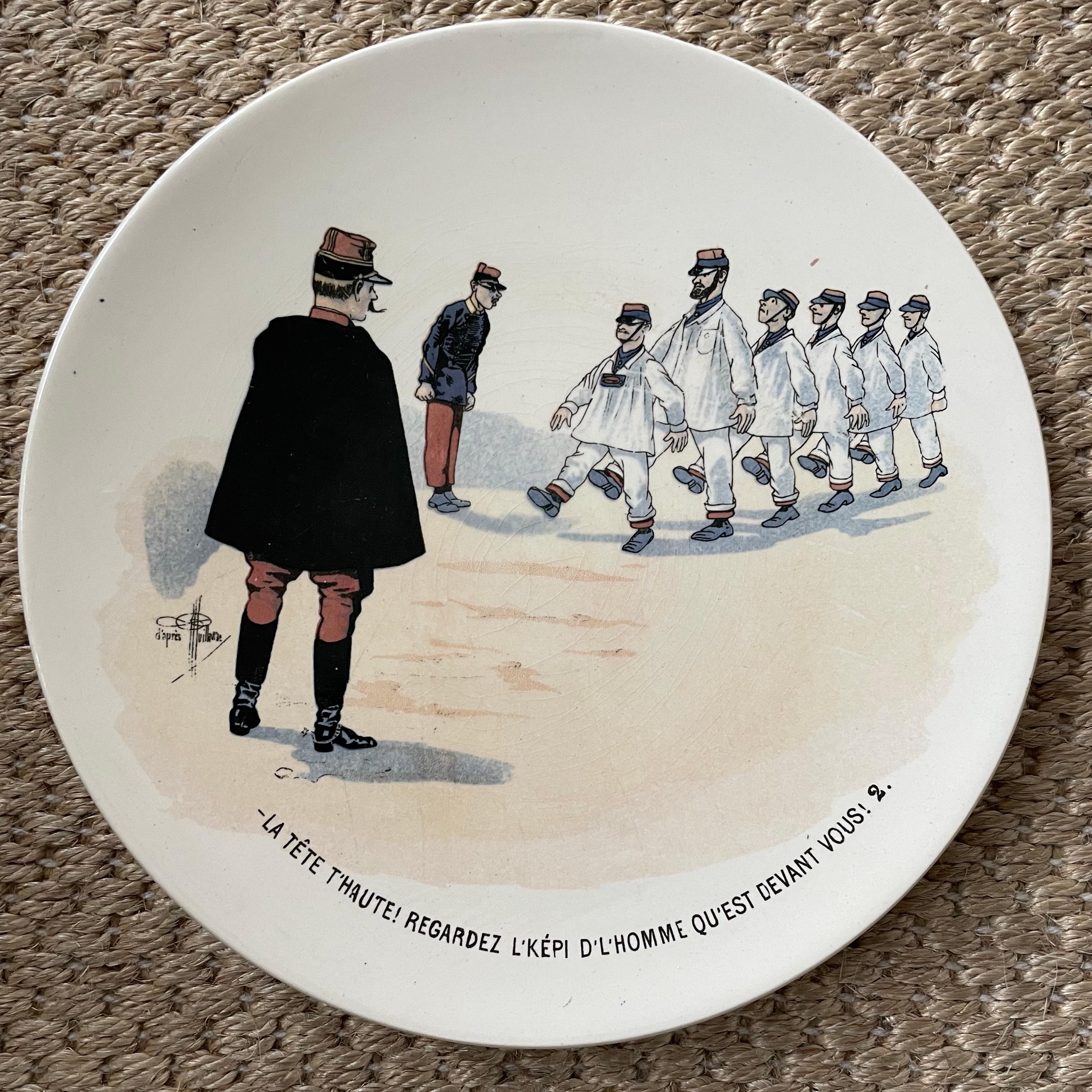 Set of Twelve French Creamware Military Plates In Good Condition For Sale In New York, NY
