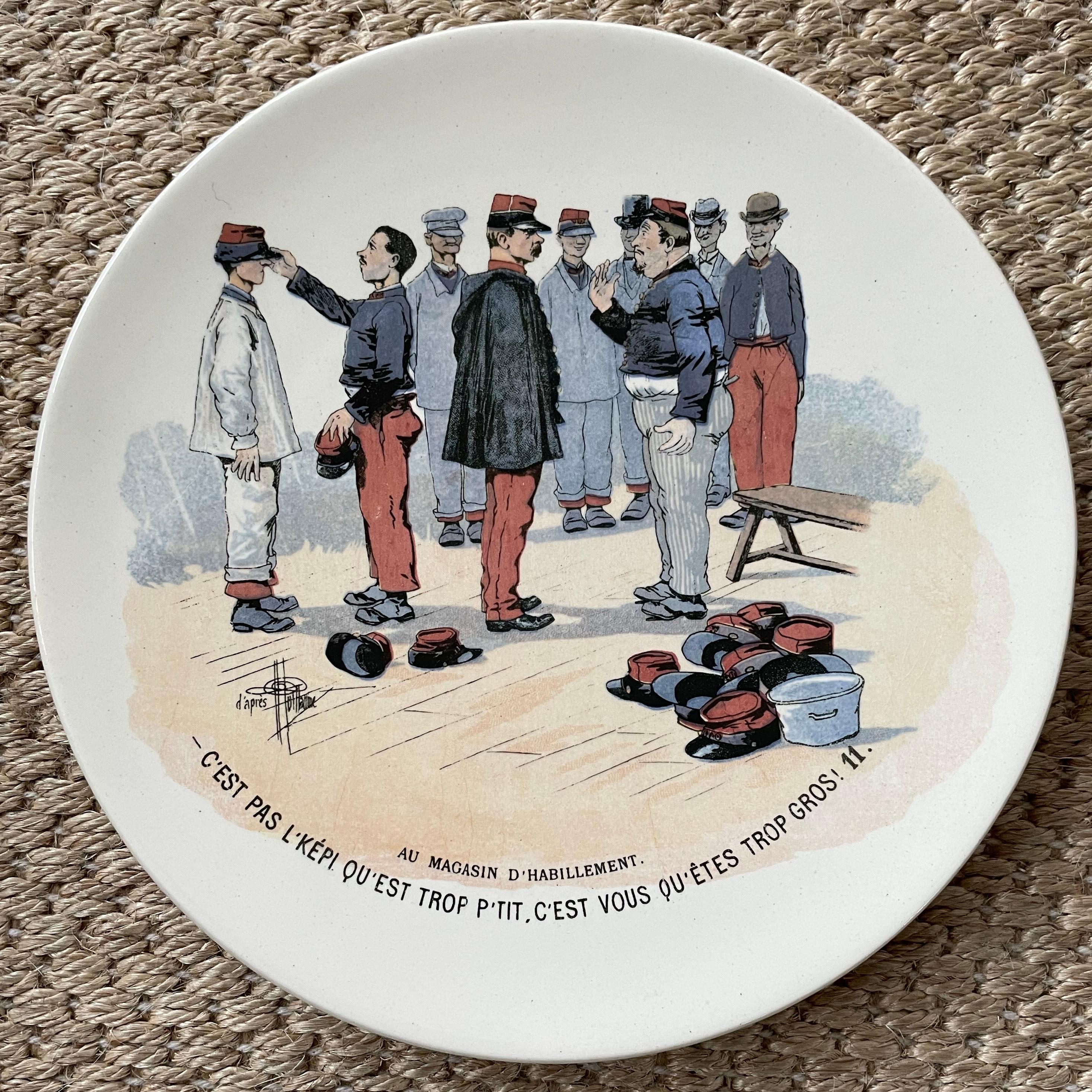 Early 20th Century Set of Twelve French Creamware Military Plates For Sale