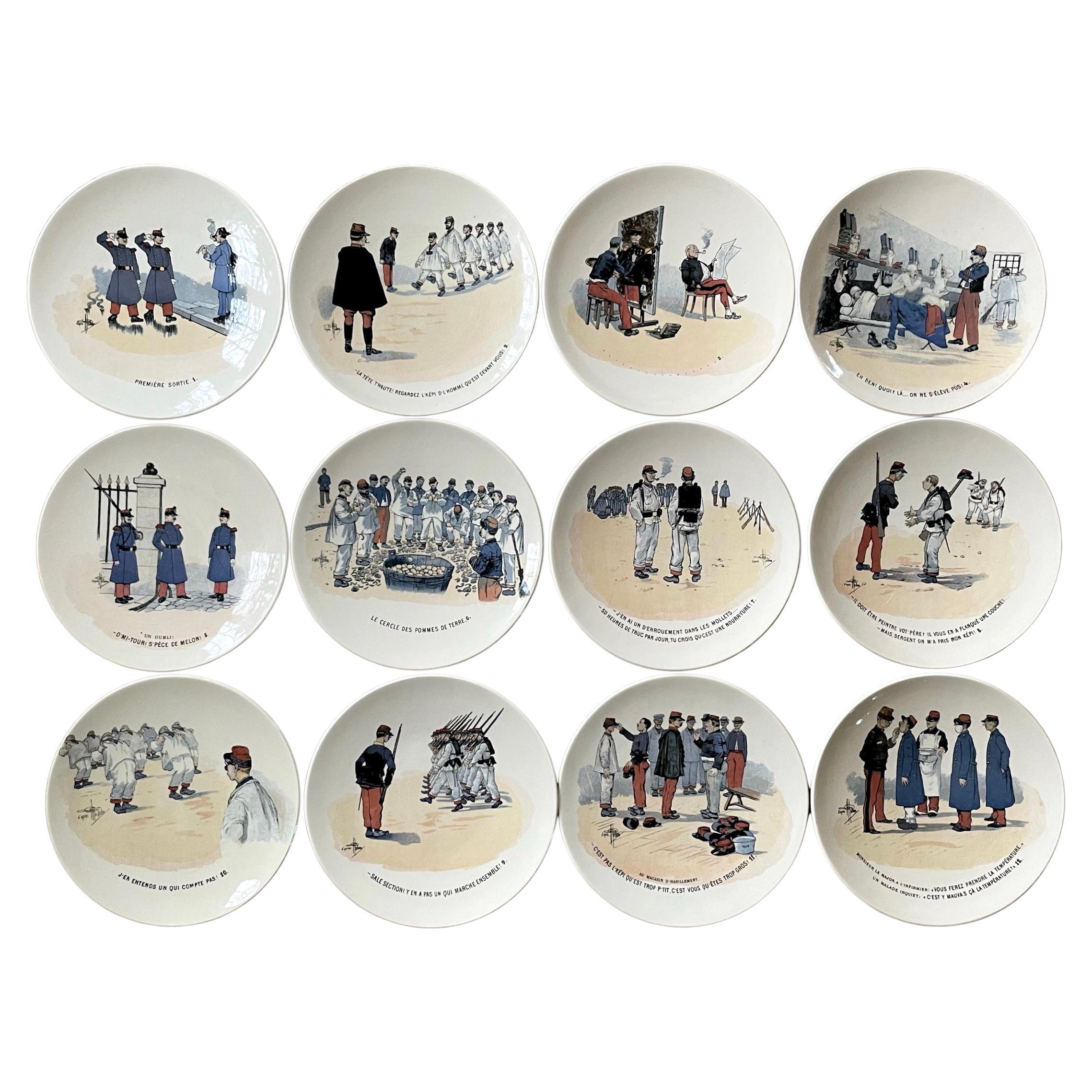 Conjunto de doce placas militares francesas