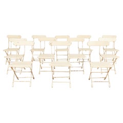 Set of Twelve French Folding Painted Bistro Garden Chairs