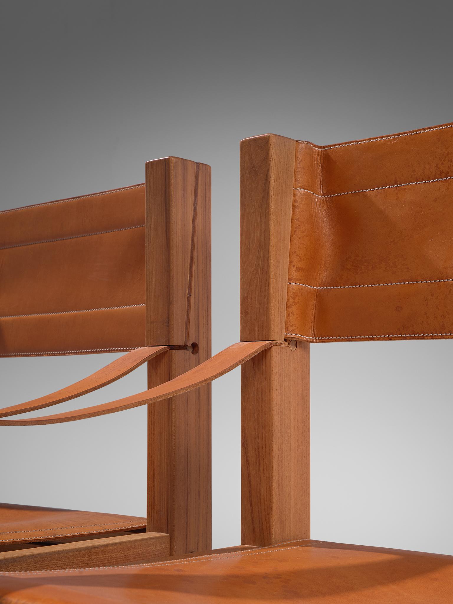 Set of Twelve Pierre Chapo 'S371' Grand Chairs in Cognac Leather 1