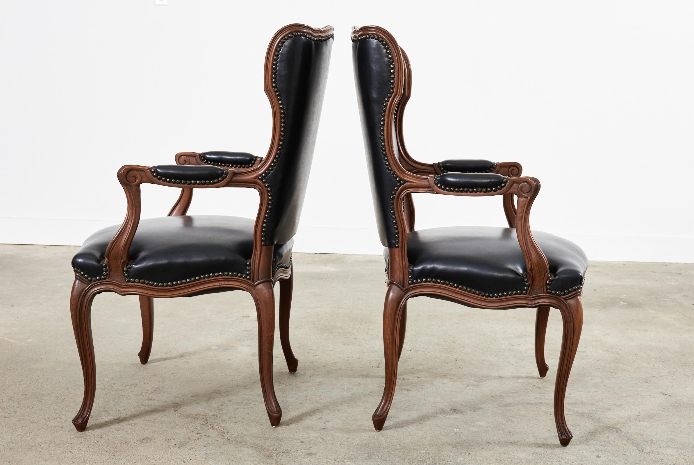 Set of Twelve French Louis XV Style Walnut Dining Chairs 6