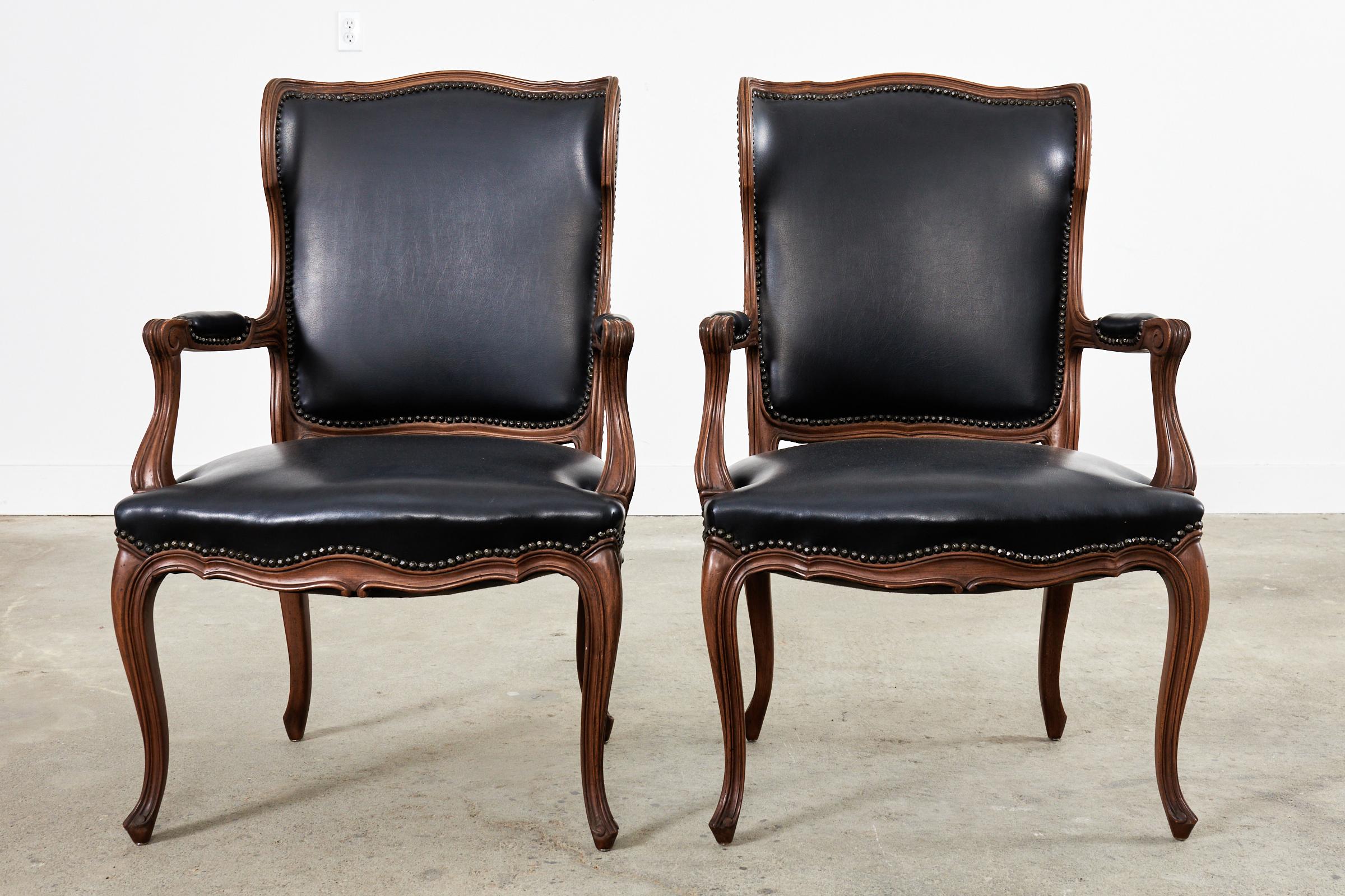 Set of Twelve French Louis XV Style Walnut Dining Chairs In Good Condition For Sale In Rio Vista, CA