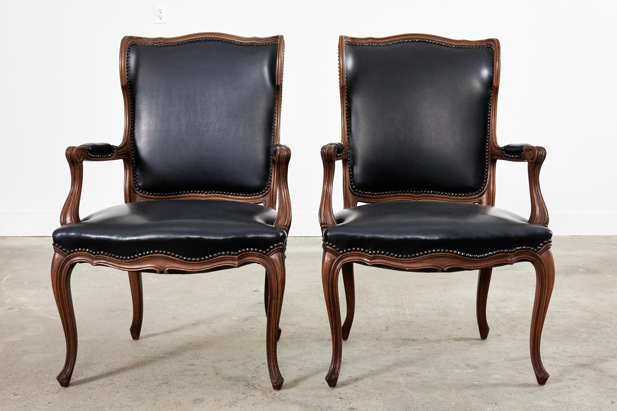 Hand-Crafted Set of Twelve French Louis XV Style Walnut Dining Chairs For Sale