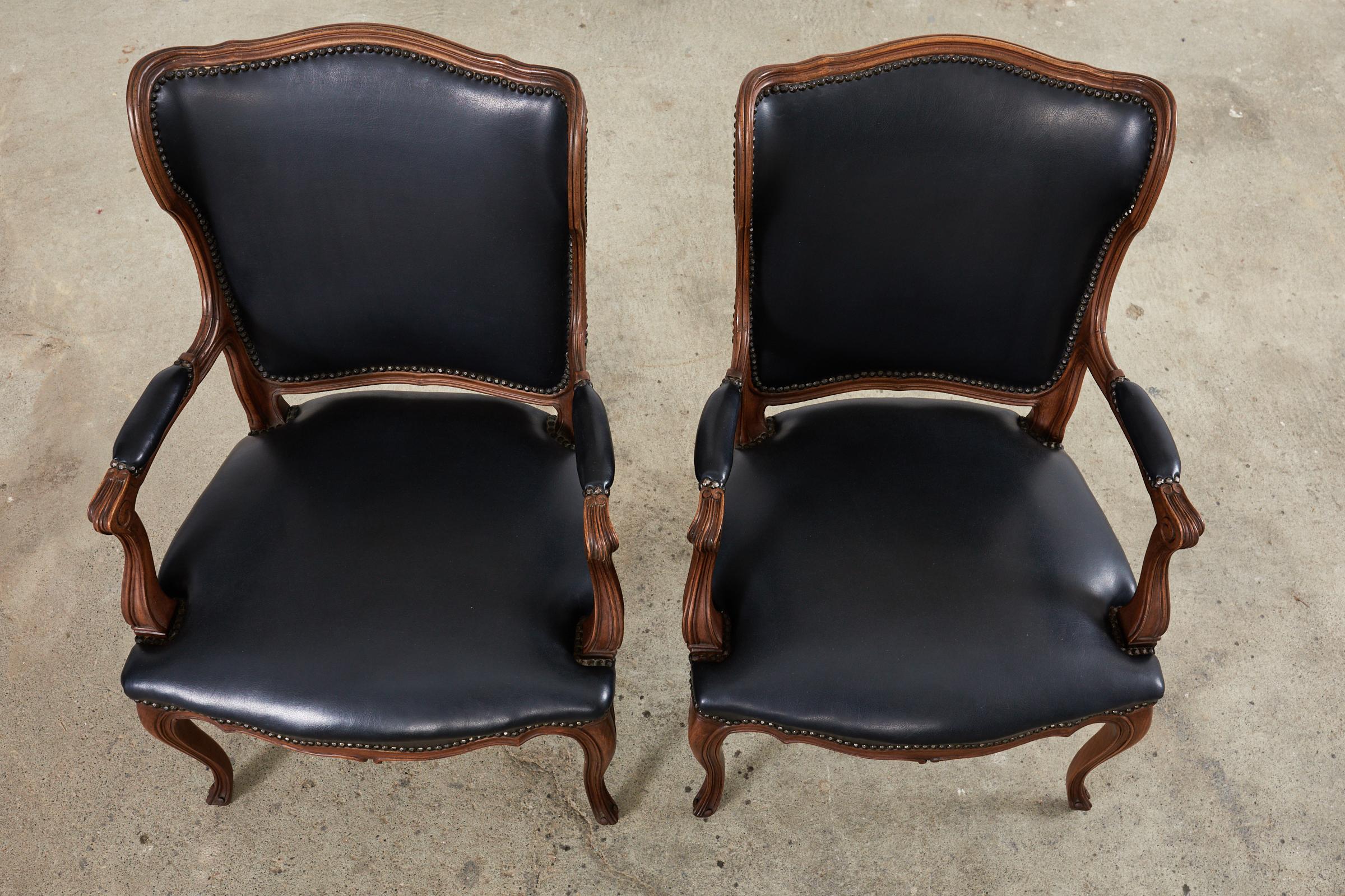 Set of Twelve French Louis XV Style Walnut Dining Chairs In Good Condition In Rio Vista, CA