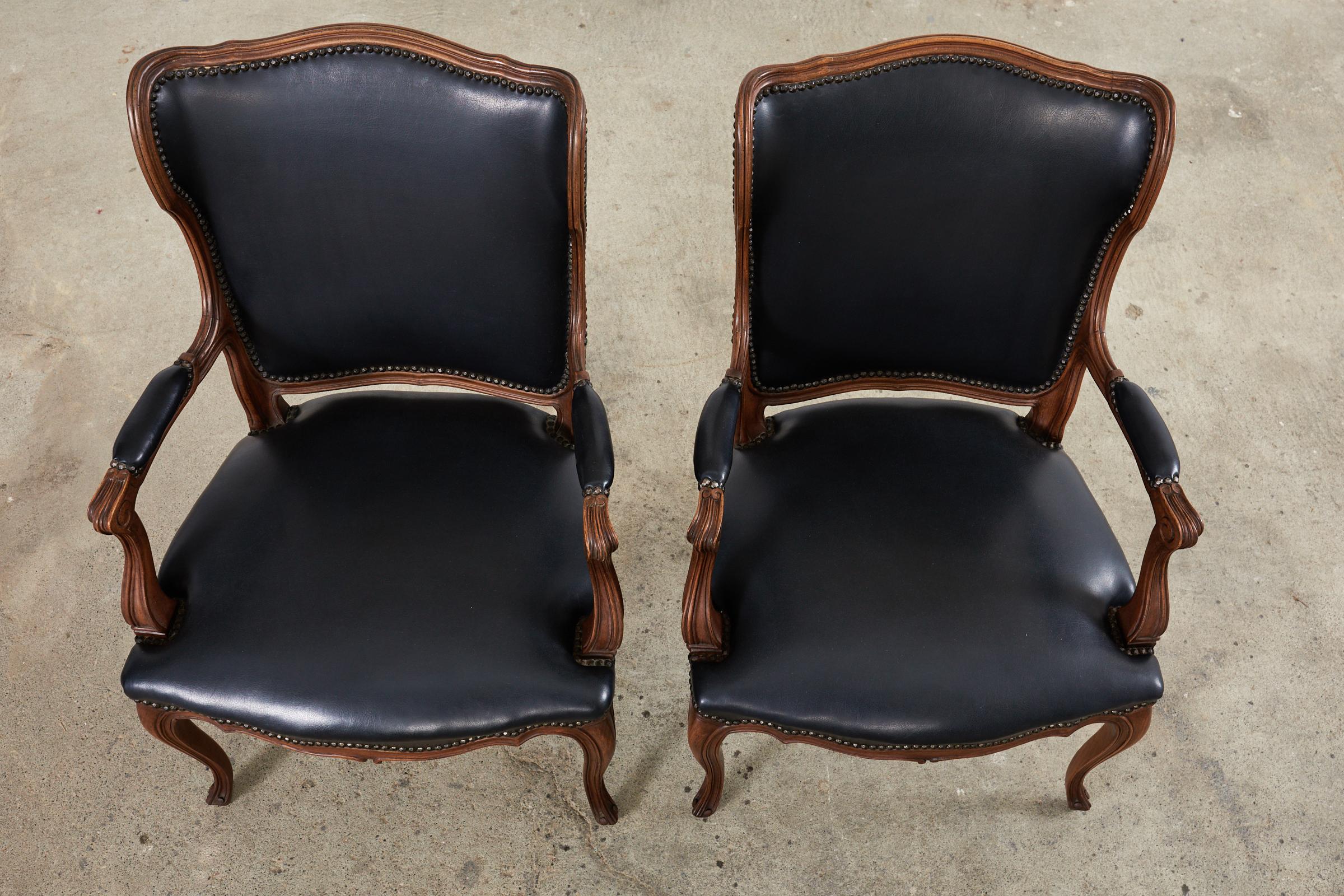 20th Century Set of Twelve French Louis XV Style Walnut Dining Chairs For Sale