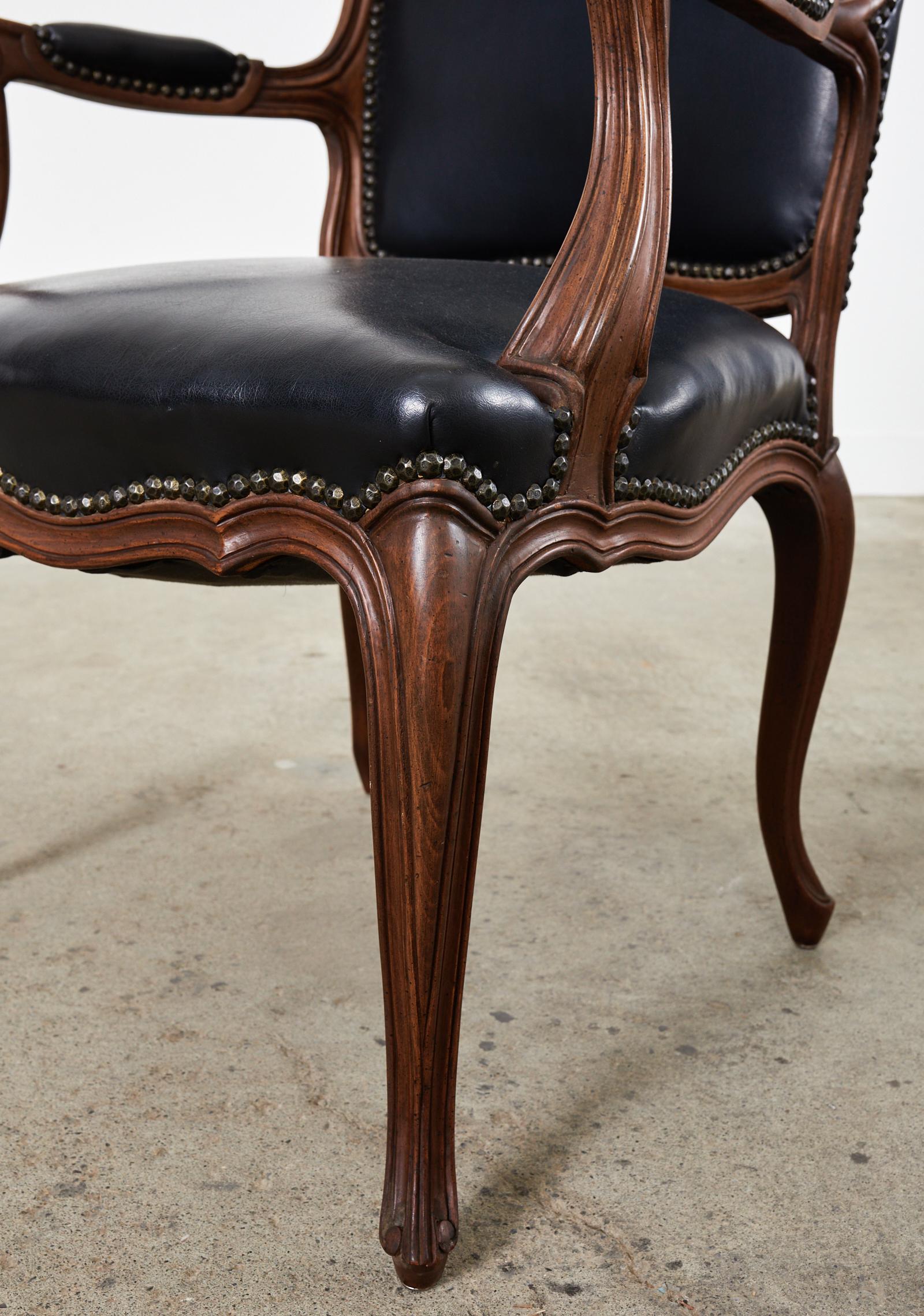 Set of Twelve French Louis XV Style Walnut Dining Chairs For Sale 1