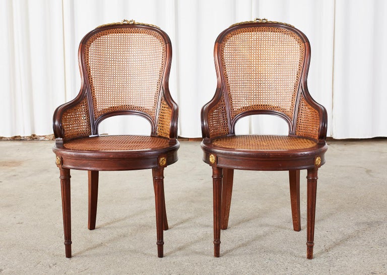 Set of Twelve French Louis XVI Style Caned Dining Chairs 12