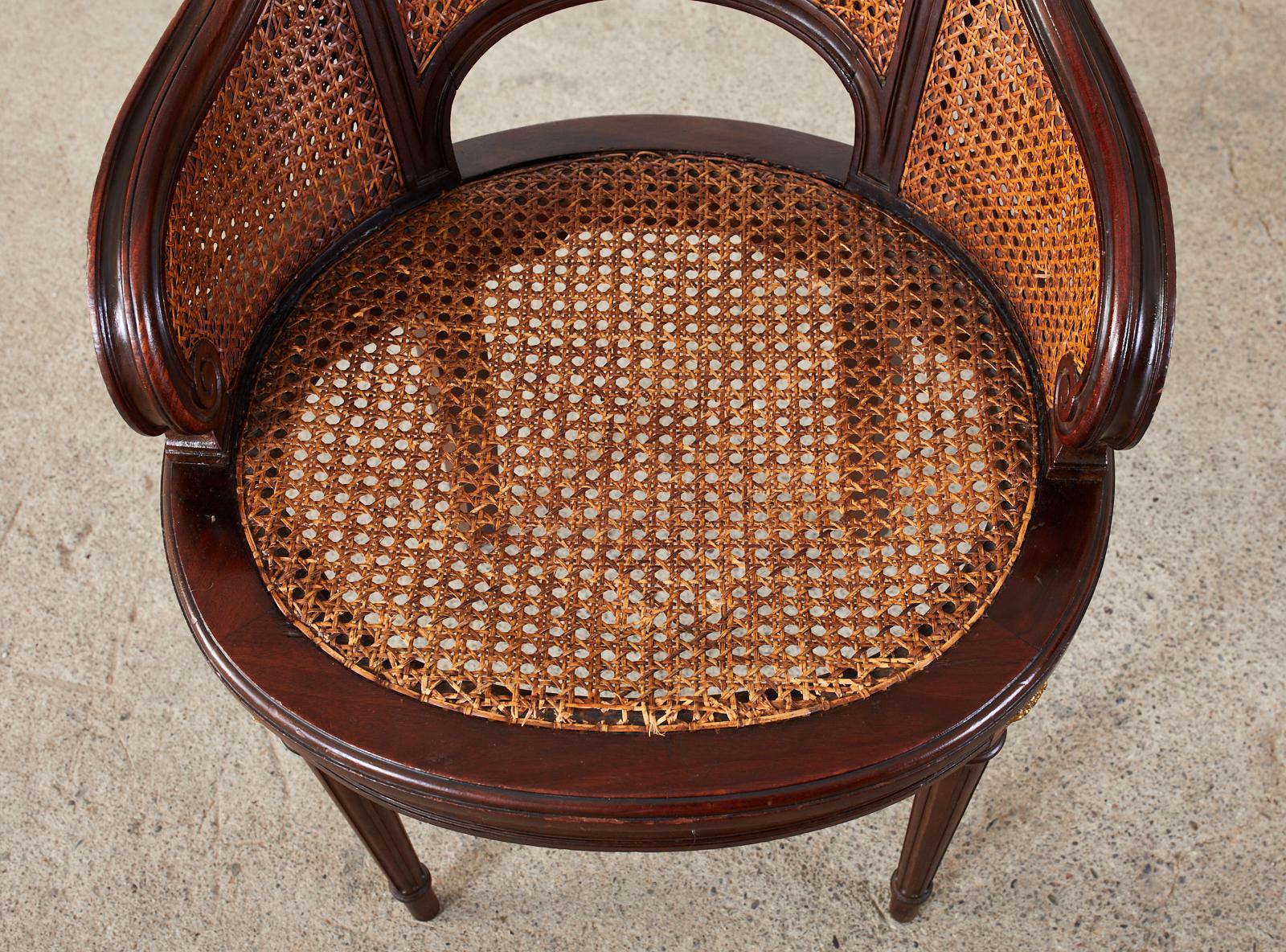 Bronze Set of Twelve French Louis XVI Style Caned Dining Chairs