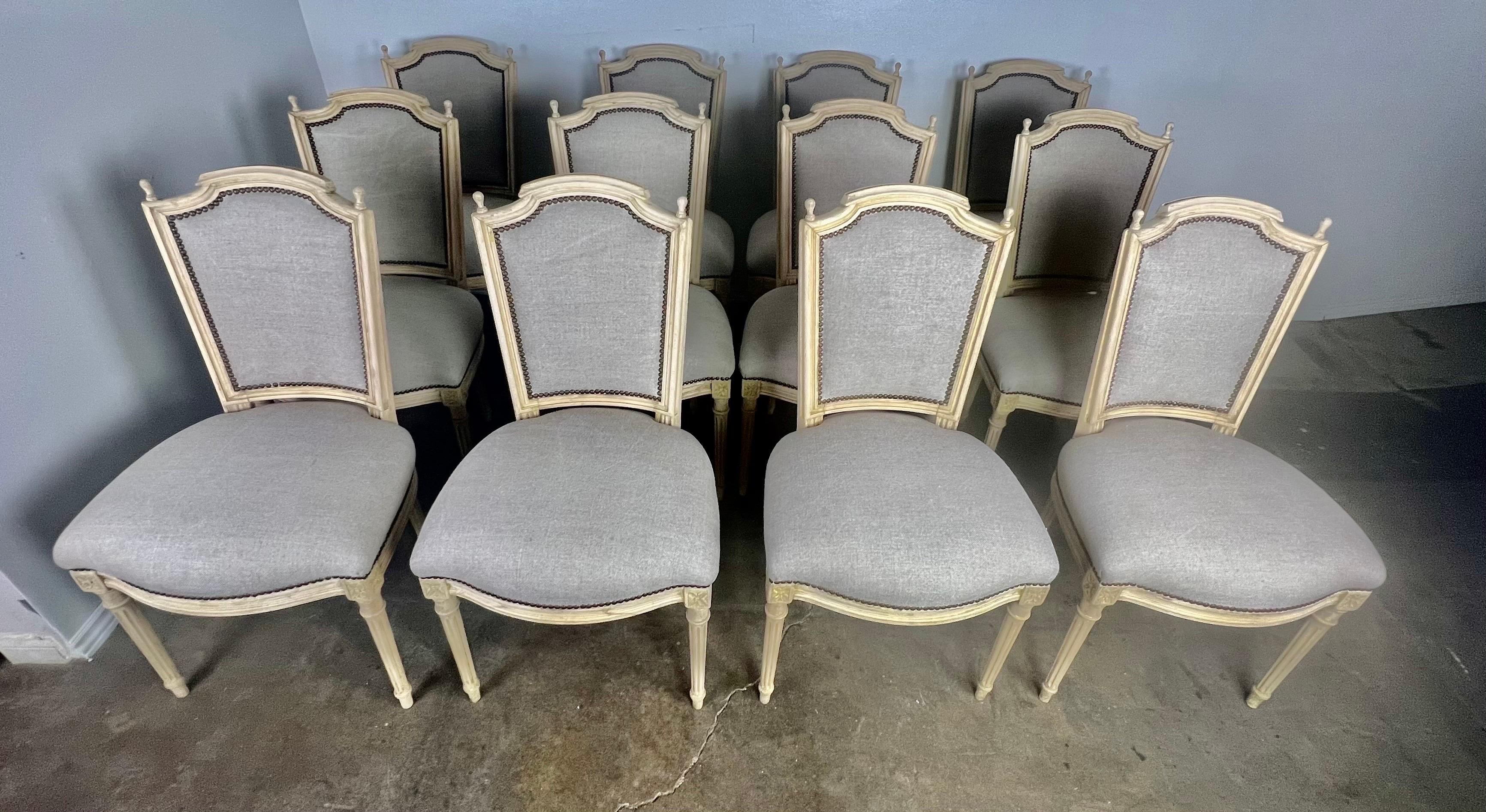 Italian Set of Twelve French Louis XVI Style Dining Chairs, circa 1930s