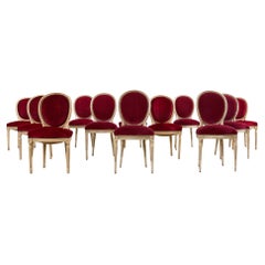 Set of Twelve French Louis XVI Style Painted Dining Chairs