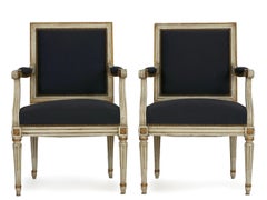 Set of Twelve French Louis XVI White Painted Antique Dining Chairs