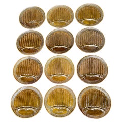 Set of Twelve French Majolica Asparagus Plates, Late 19th C., Relief Decor