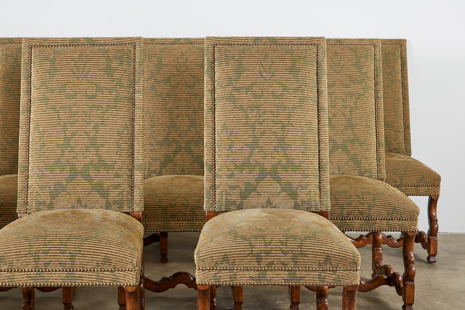 Set of Twelve French Louis XIV Os de Mouton Style Dining Chairs In Good Condition In Rio Vista, CA