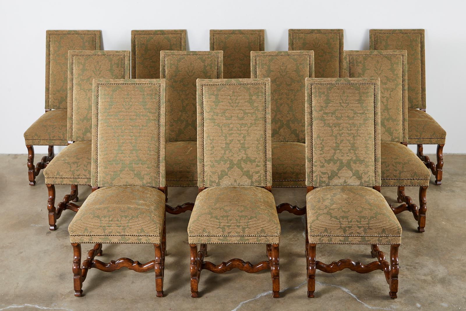 20th Century Set of Twelve French Louis XIV Os de Mouton Style Dining Chairs