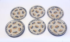 Set of Twelve French Oyster Plates