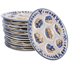 Set of Twelve French Oyster Plates