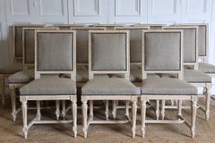 Set of Twelve French Square Back Louis XVI Chairs in Original Paint