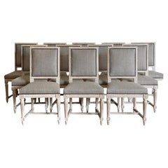 Set of Twelve French Square Back Louis XVI Chairs in Original Paint