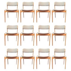 Vintage Set of Twelve Fully Restored Erik Buch Dining Chairs with Custom Upholstery